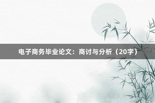 电子商务毕业论文：商讨与分析（20字）